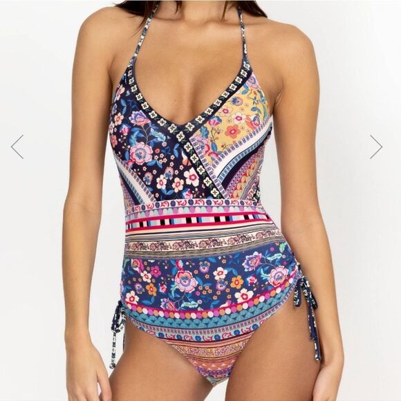 Johnny Was Women's Alaina Side Drawstring One Piece Swimsuit Size Large - Picture 1 of 16